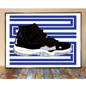 11x17 AIR JORDAN 11 SPACE JAM DRAWING ART PRINT